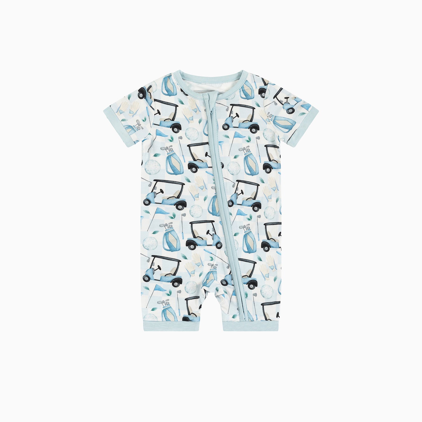 Blue Car Short Bamboo Zippy Baby Romper