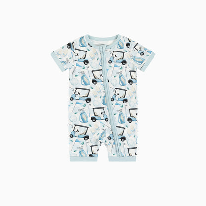 Blue Car Short Bamboo Zippy Baby Romper