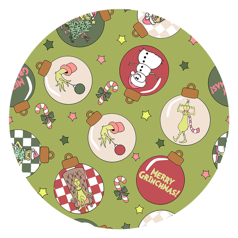 Christmas Green Face Baubles Twirl Dress With Bodysuit