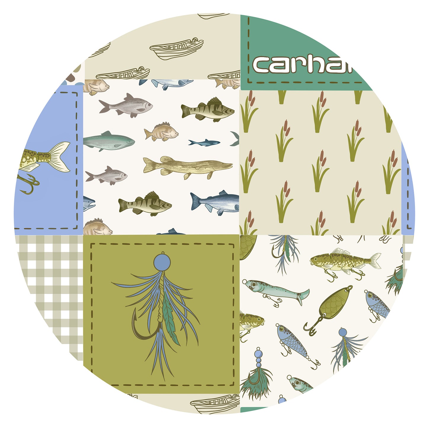 Outdoor Fishing Western Patchwork Bamboo Blanket