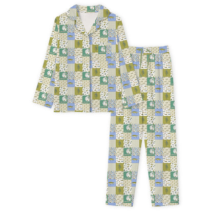 Outdoor Fishing Western Patchwork Print Bamboo Men's Pajamas Set