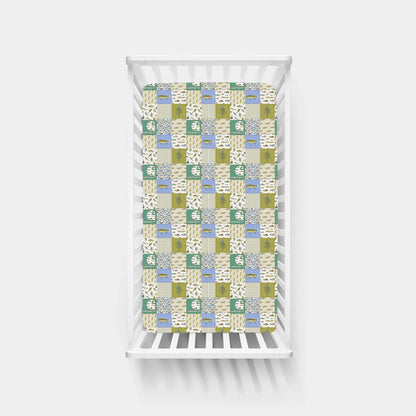 Outdoor Fishing Western Patchwork Bamboo Fitted Crib Sheet