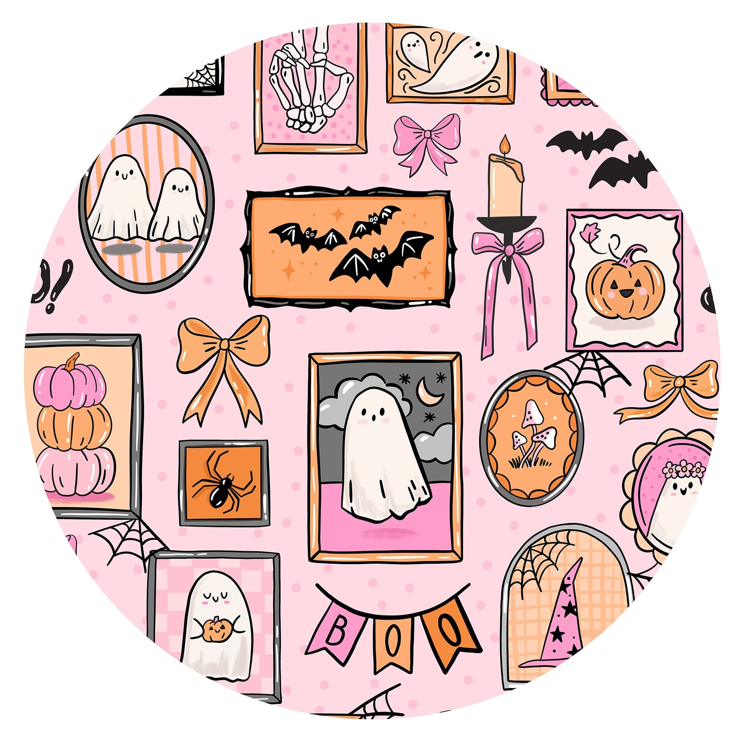 Halloween Pink Spooky Gallery Baby Bamboo Zipper Pajama Romper