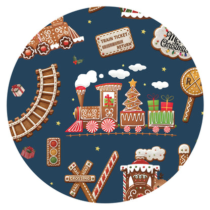 Christmas Gingerbread Train Navy Kids Bamboo Two-Piece Pajama Set
