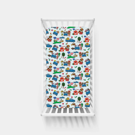 Farm Car and Animal Friends Life Bamboo Fitted Crib Sheet