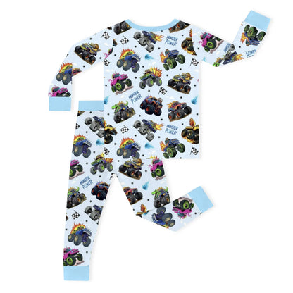 Wild Truck Power Adventure and Flags Kids Bamboo Two-Piece Pajama Set