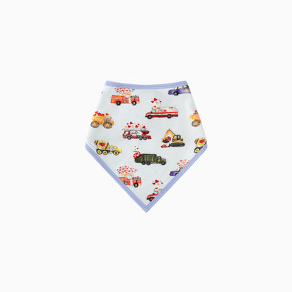 Valentine Hearts on Wheels Bamboo Baby Bib