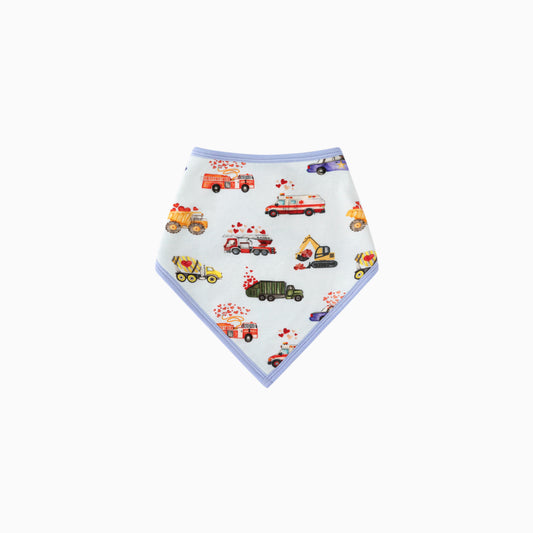 Valentine Hearts on Wheels Bamboo Baby Bib