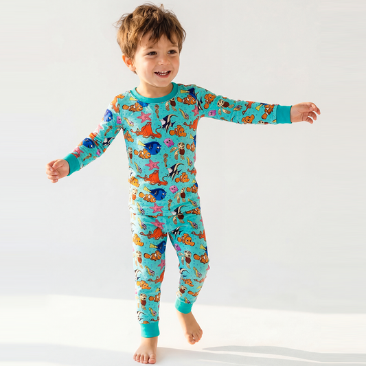 축구 인쇄 대나무 긴 소매 파자마 세트