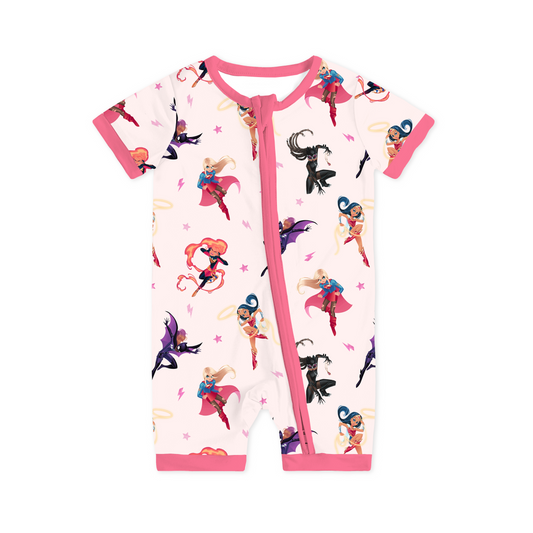 Superhero Girls Power Dreams Bamboo Short Bamboo Zippy Baby Romper