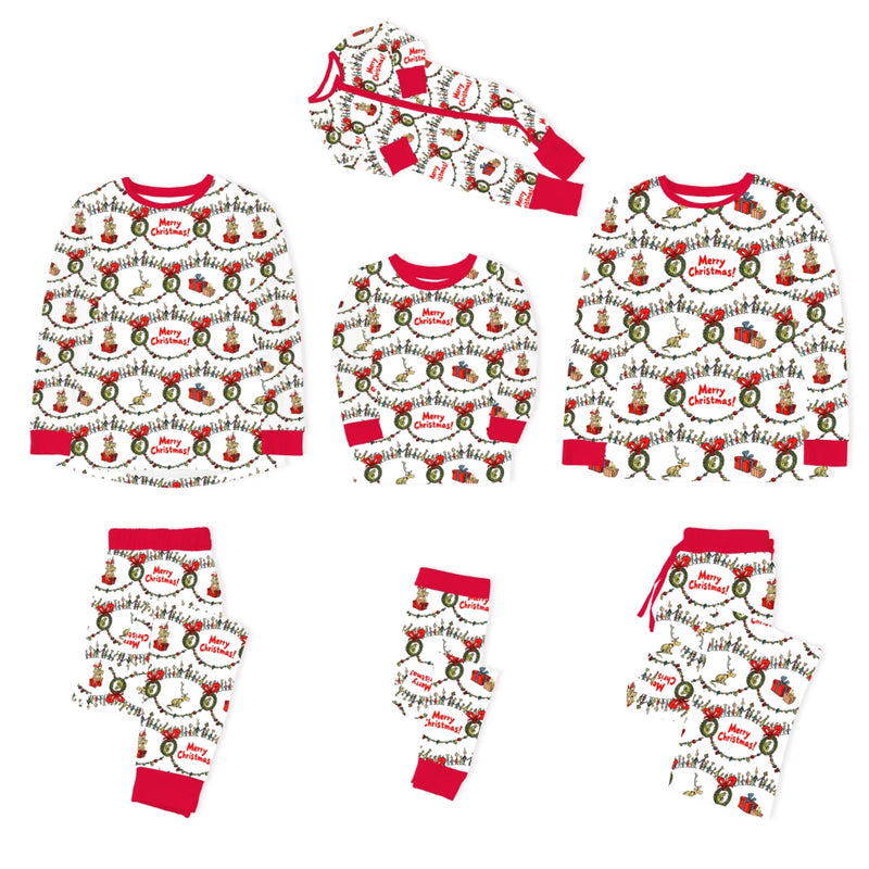Christmas Green Face Cheer Bamboo Family Matching Pajamas）