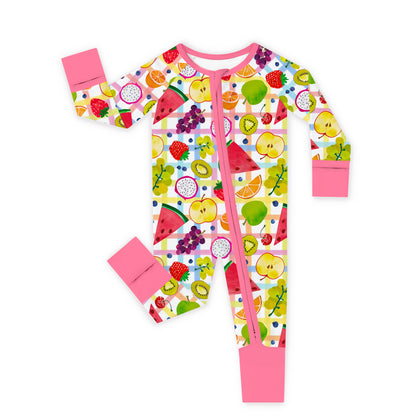 Tutti Frutti Plaid Bamboo Zipper Pajama Romper
