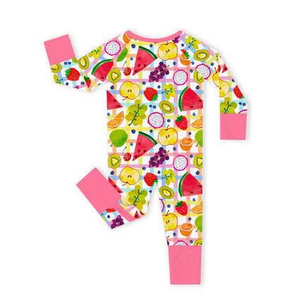 Tutti Frutti Plaid Bamboo Zipper Pajama Romper