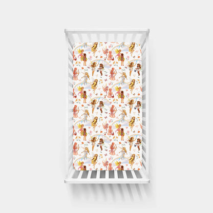 Dancing Fairy Friends Rainbow Flowers Journey Bamboo Fitted Crib Sheet