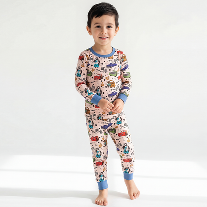 Cartoon Car Pentacle Kids Bamboo Two-Piece Pajama Set