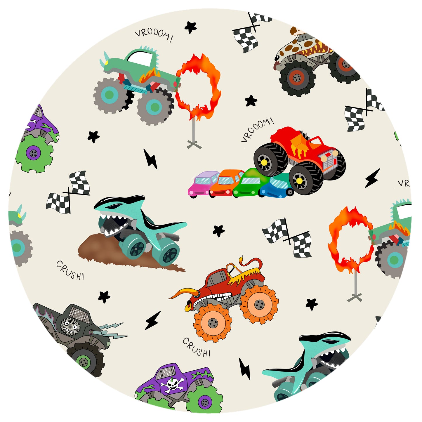 Big Wheels Truck Race Journey on Apricot Kids Bamboo Two-Piece Pajama Set