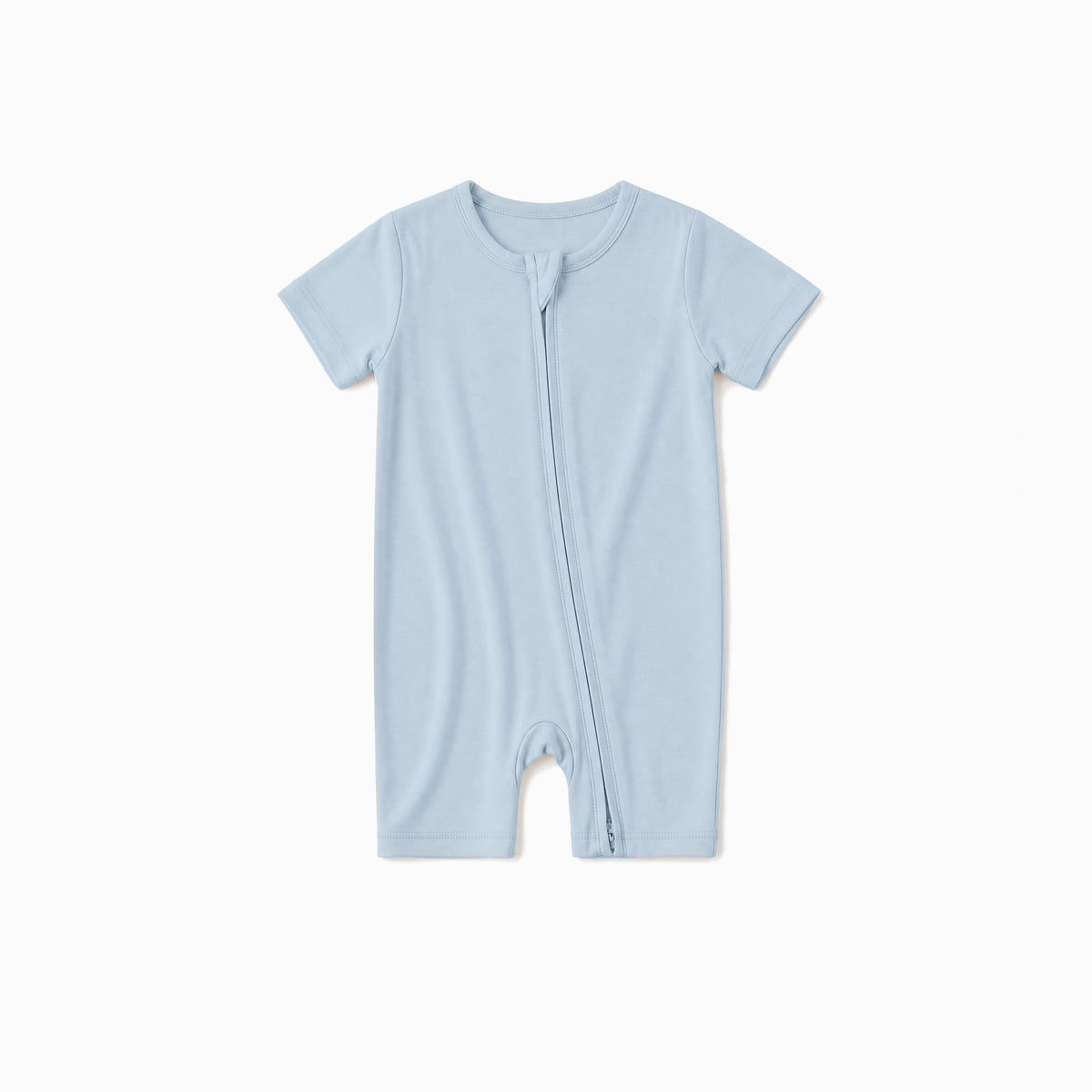 Baby Bamboo Zipper Pajama Romper Solid Sky Blue