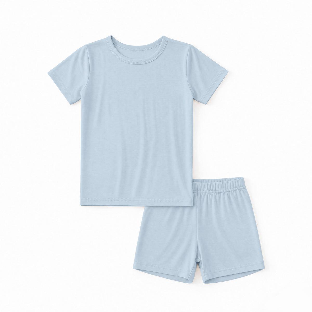 Kids Bamboo Two-Piece Pajama Set Solid Sky Blue