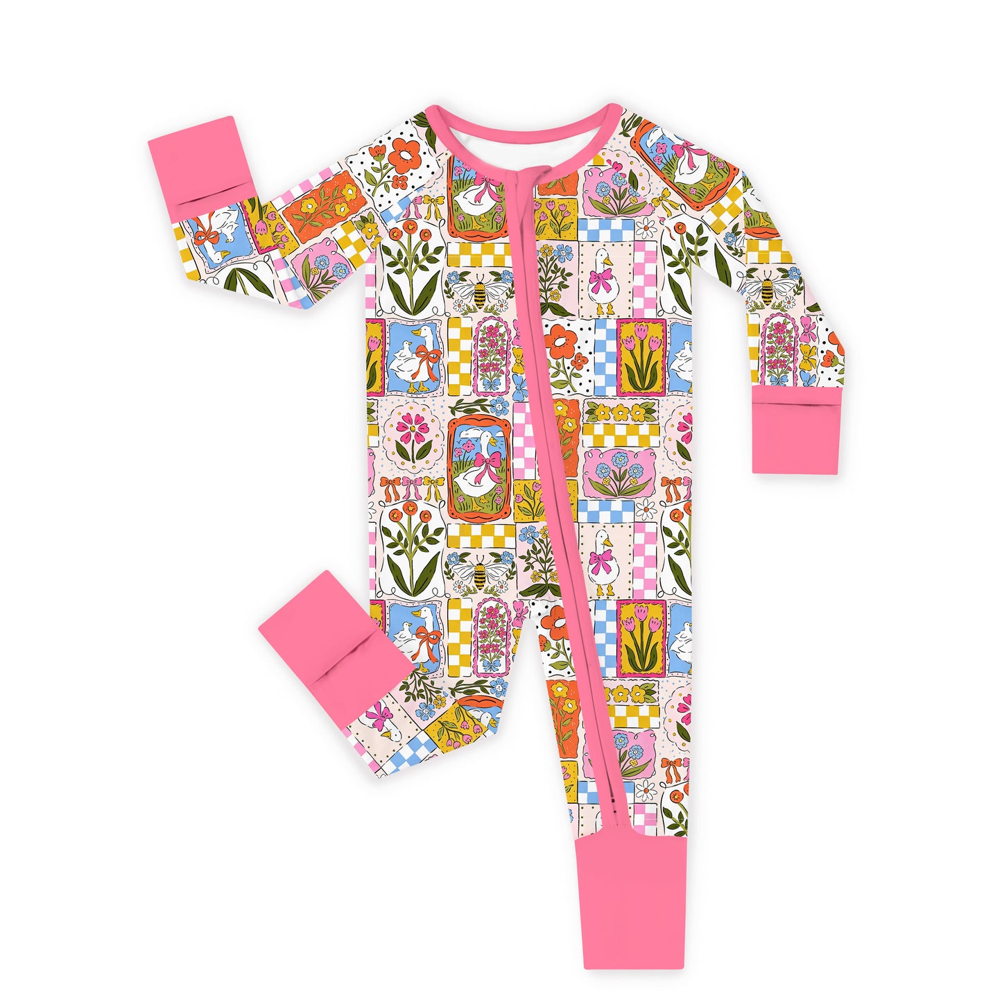 Vintage Goose Garden Bamboo Zipper Pajama Romper