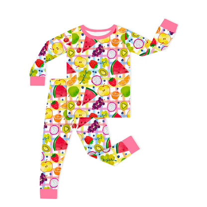 Tutti Frutti Plaid Kids Bamboo Two-Piece Pajama Set