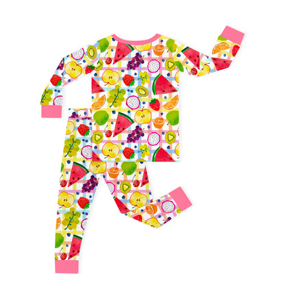 Tutti Frutti Plaid Kids Bamboo Two-Piece Pajama Set