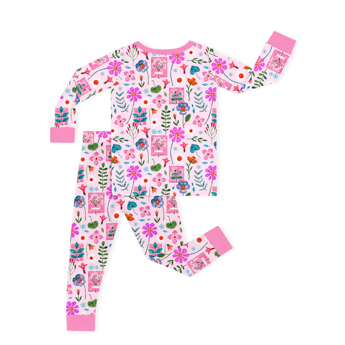 Watercolor Floral Gallery Kids Bamboo Two-Piece Pajama Set
