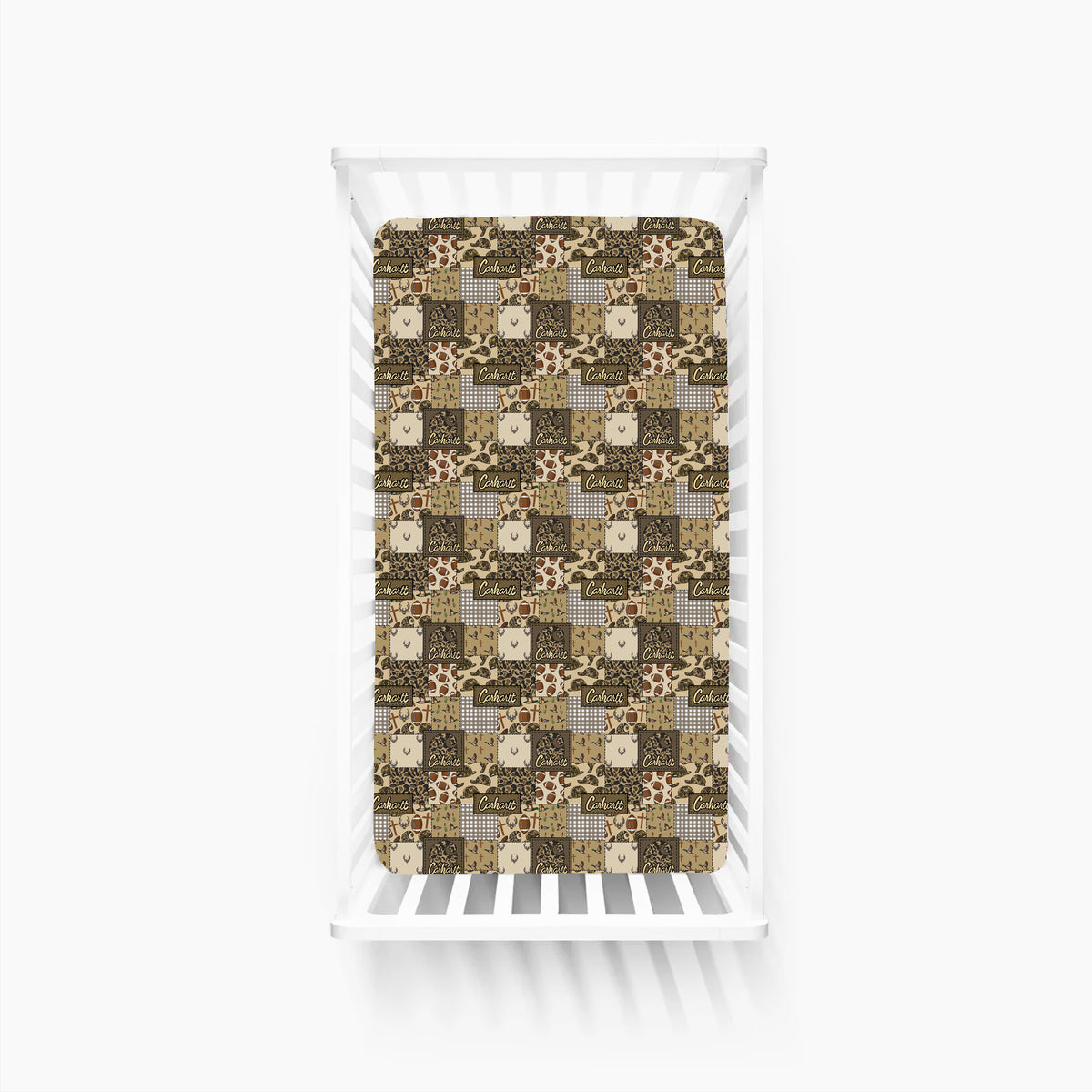 Camo and Football Western Hunting Patchwork Bamboo Fitted Crib Sheet