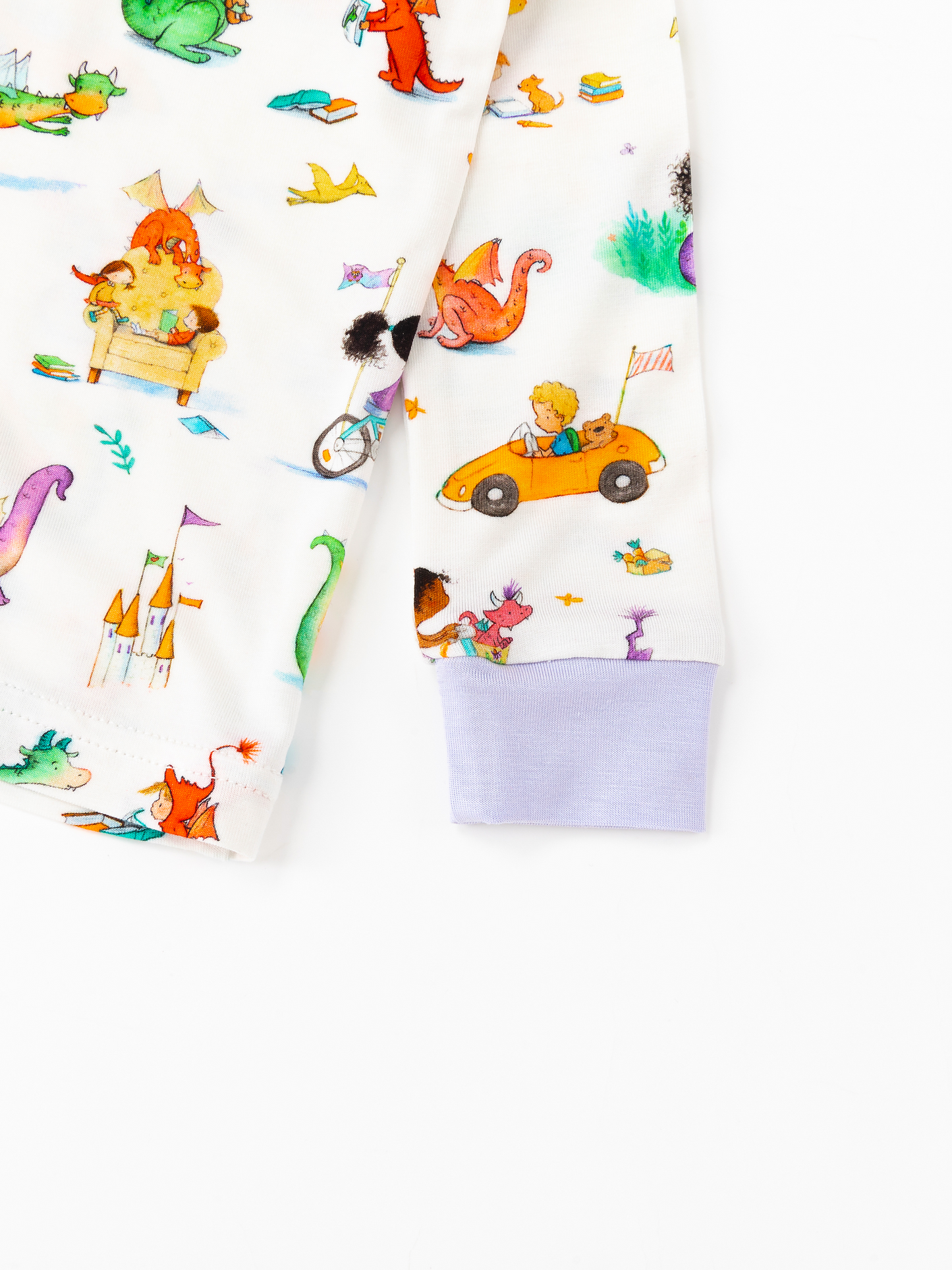Whimsy Wild Dragons and Cars Bamboo Two-Piece Pajama Set