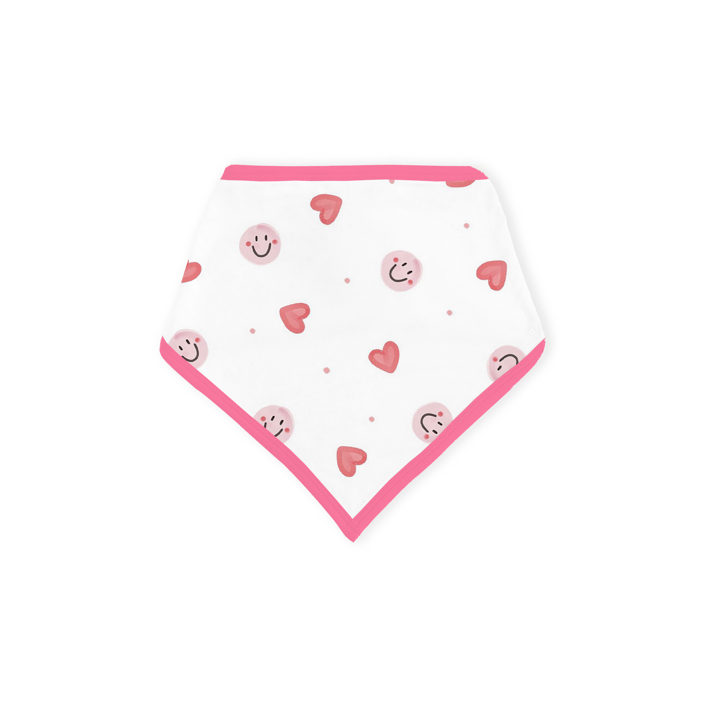 Sweet Hearts and Smiley Faces Pink Bamboo Baby Bib