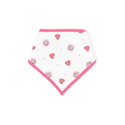 Sweet Hearts and Smiley Faces Pink Bamboo Baby Bib