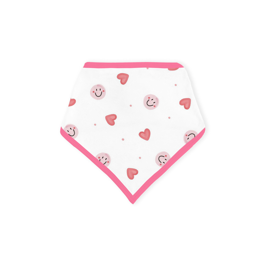 Sweet Hearts and Smiley Faces Pink Bamboo Baby Bib