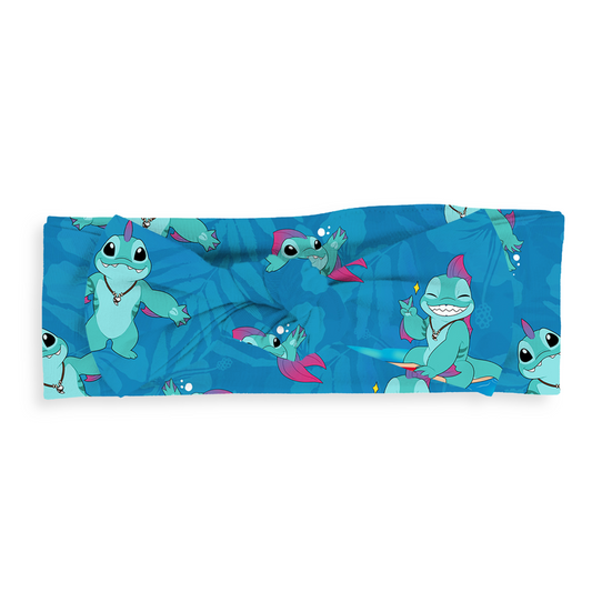 Surfing Dino Ocean Island Bamboo Headband Bow