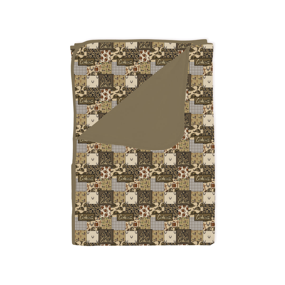 Camo and Football Western Hunting Patchwork Bamboo Blanket