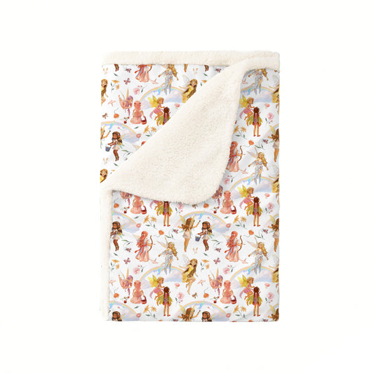 Dancing Fairy Friends Rainbow Flowers Journey Bamboo Blanket