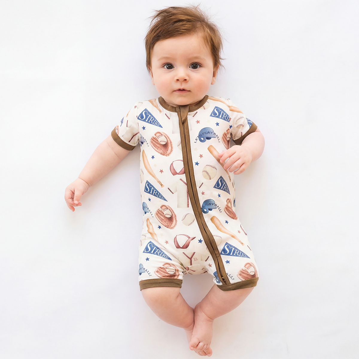 Baseball Enthusiast Bamboo Short Bamboo Zippy Baby Romper