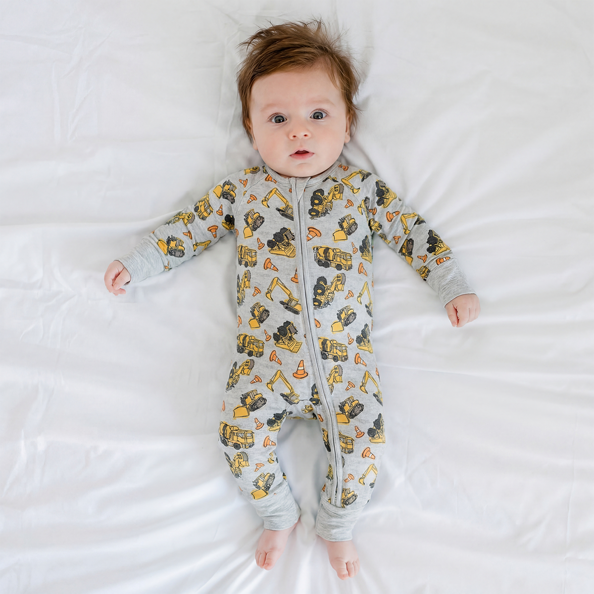 Bambou Viscose Zippy Baby Baber avec modèle d'excavatrice d'été