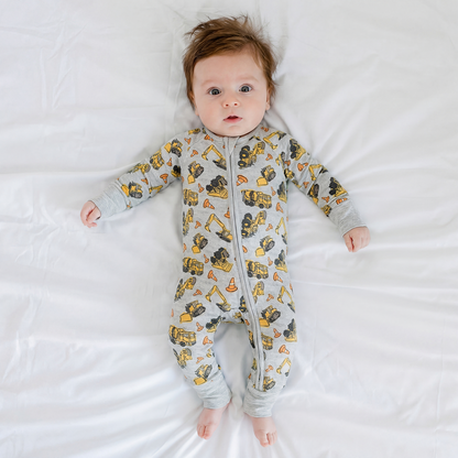 Bambou Viscose Zippy Baby Baber avec modèle d'excavatrice d'été