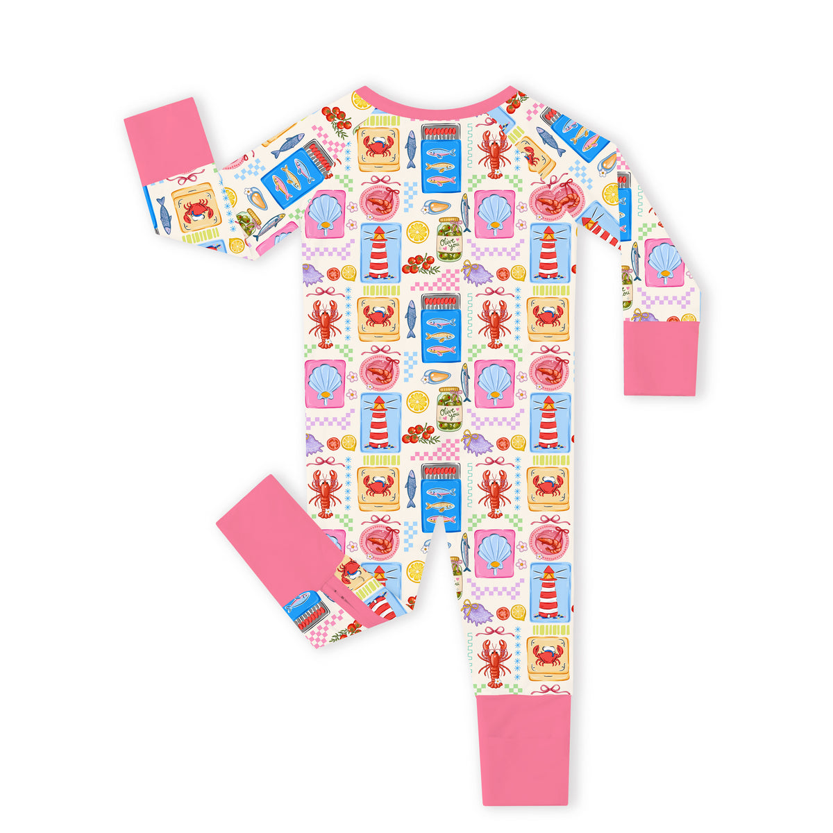 Seaside Market Pink Baby Bamboo Zipper Pajama Romper