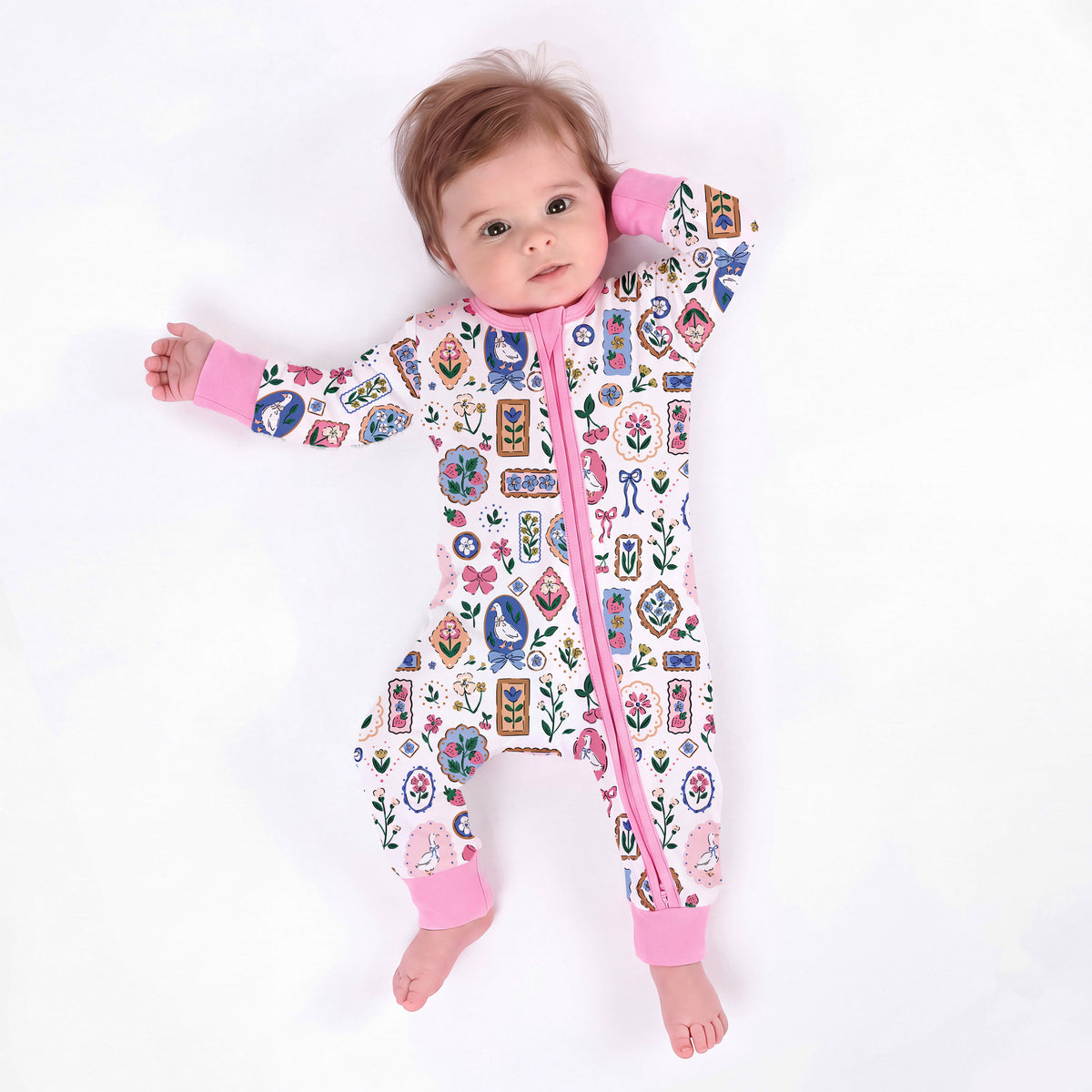 Vintage Goose Gallery Baby Bamboo Zipper Pajama Romper