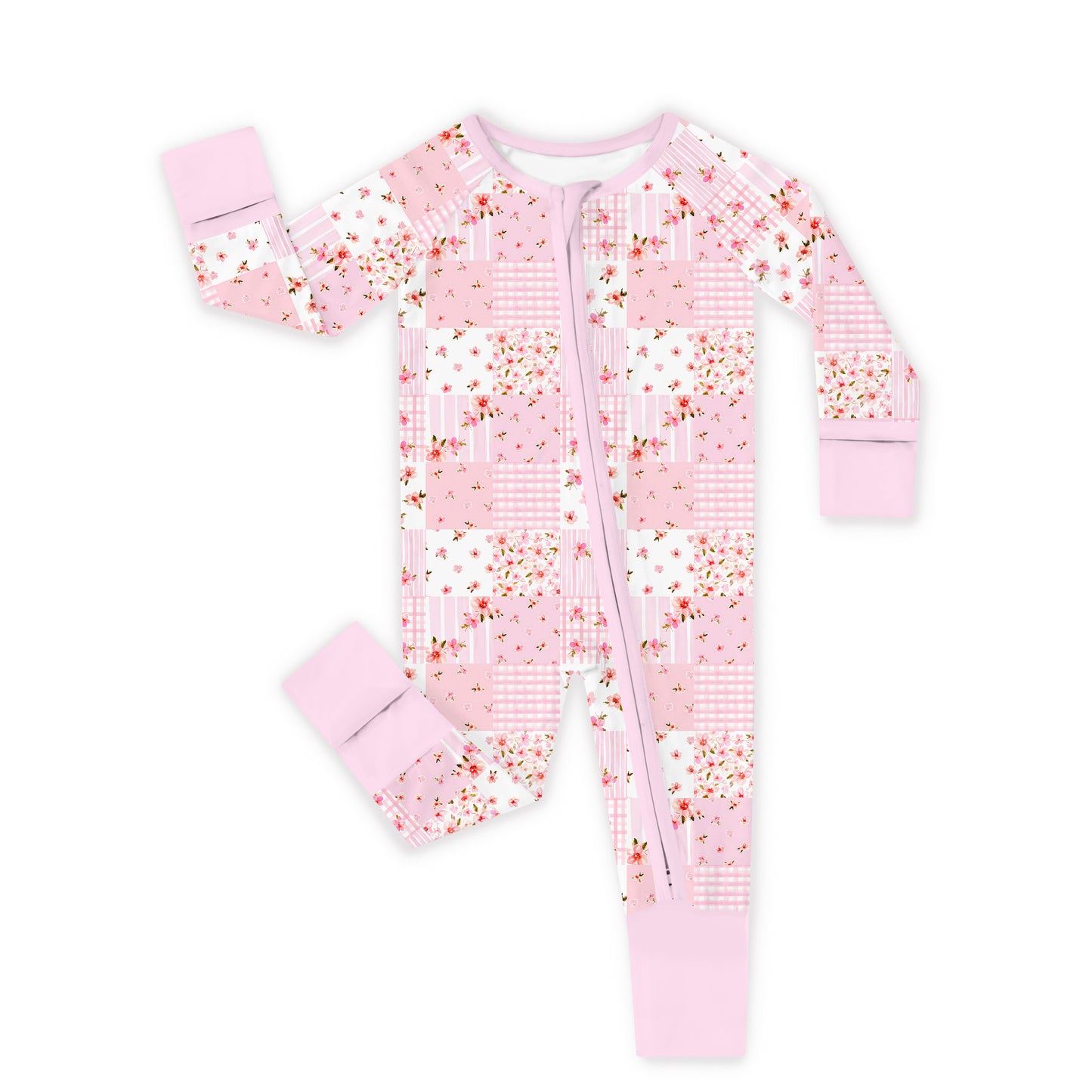 Valentine Floral Quilt Bamboo Zipper Pajama Romper