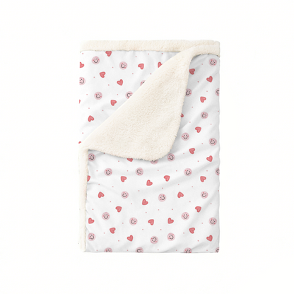 Sweet Hearts and Smiley Faces Pink Bamboo Blanket