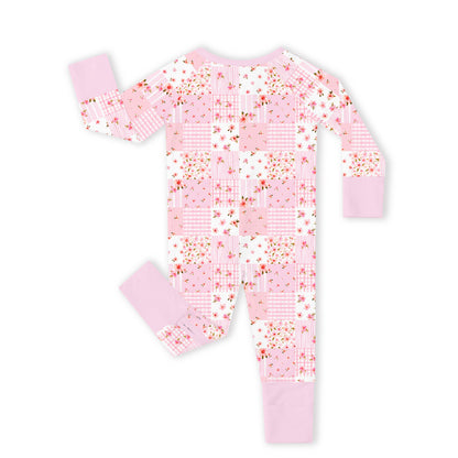 Valentine Floral Quilt Bamboo Zipper Pajama Romper