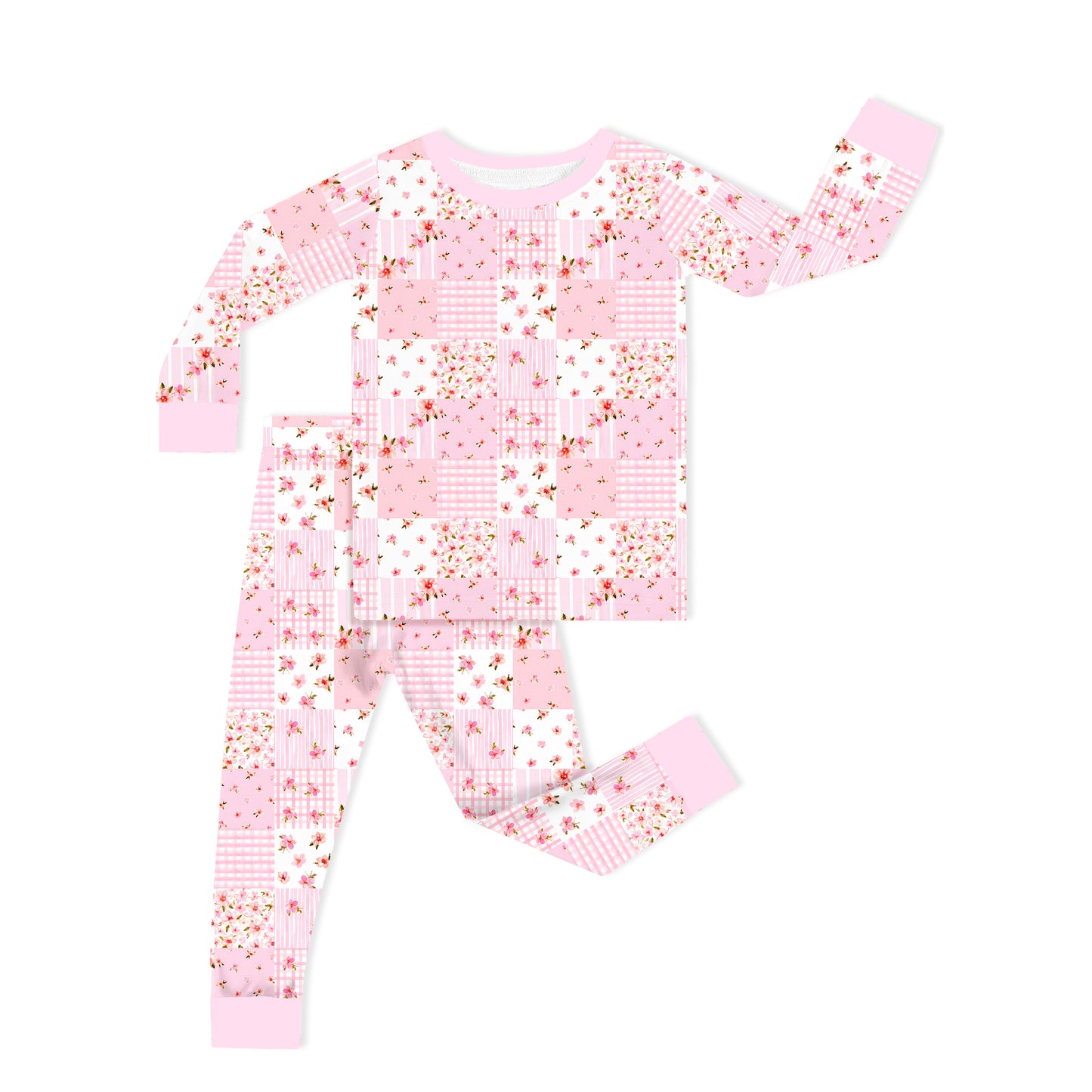 Valentine Floral Quilt Kids Bamboo Two-Piece Pajama Set