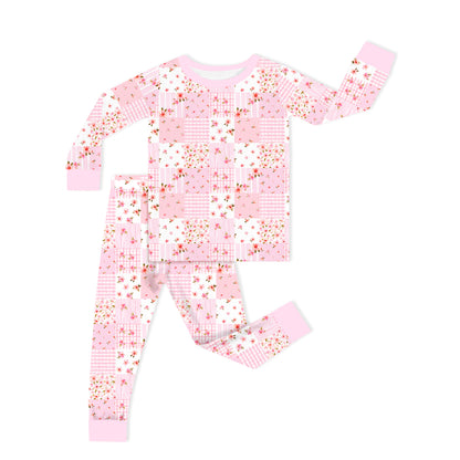 Valentine Floral Quilt Kids Bamboo Two-Piece Pajama Set