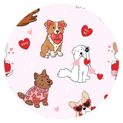 Valentine Heart Puppy Cuddle Crew Pink Bamboo Fitted Crib Sheet