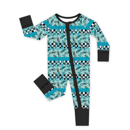 Rad Skate & Flame Bamboo Zipper Pajama Romper
