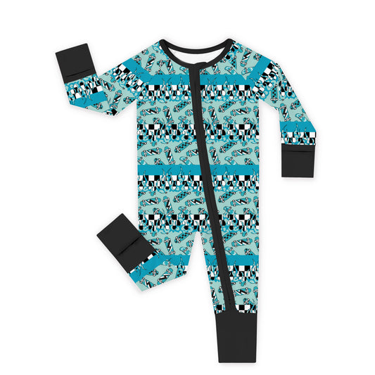 Rad Skate & Flame Bamboo Zipper Pajama Romper
