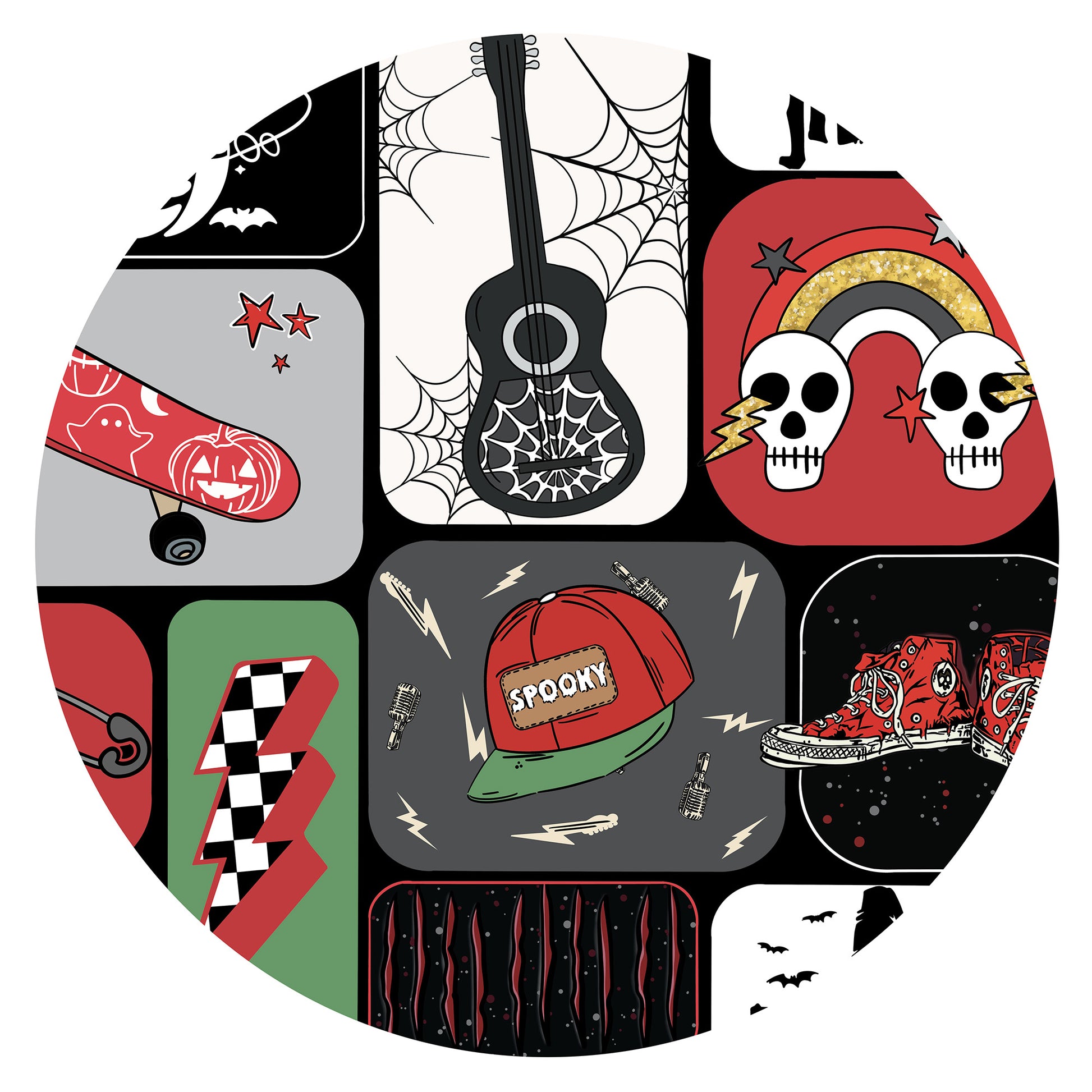 Halloween Spooky Skate Patchwork Print Bamboo Mens Pajamas Set bamboo clothing design - baby apparel bamboo clothing with custom design - baby wear front view