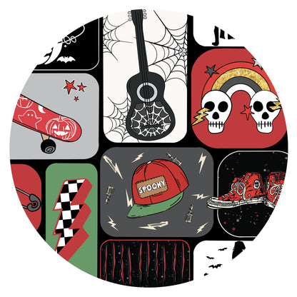 Halloween Spooky Skate Patchwork Print Bamboo Mens Pajamas Set bamboo clothing design - baby apparel bamboo clothing with custom design - baby wear front view