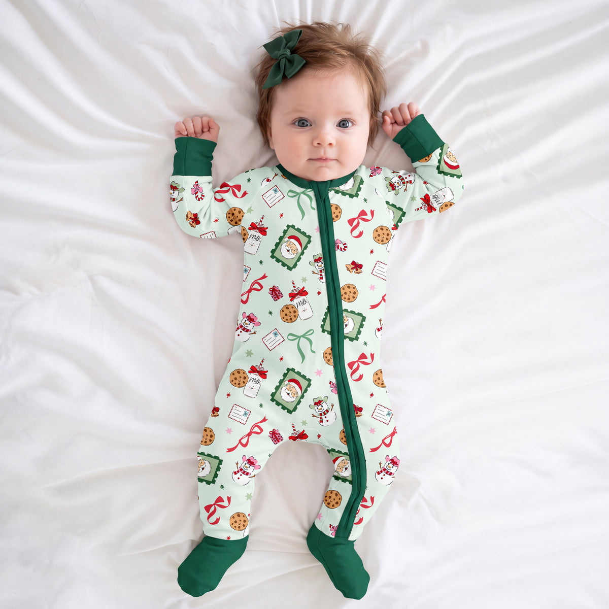 Christmas Santa’s Sweet Treats Baby Bamboo Zipper Pajama Romper